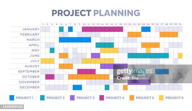 project planning schedule calendar infographic symbols - industrial dispute stock illustrations