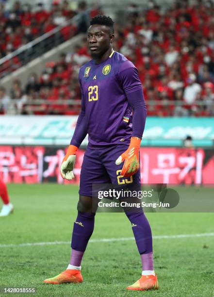 Onana Onana Andre of Cameroon in action during the South Korea v Cameroon - International friendly match at Seoul World Cup Stadium on September 27,...