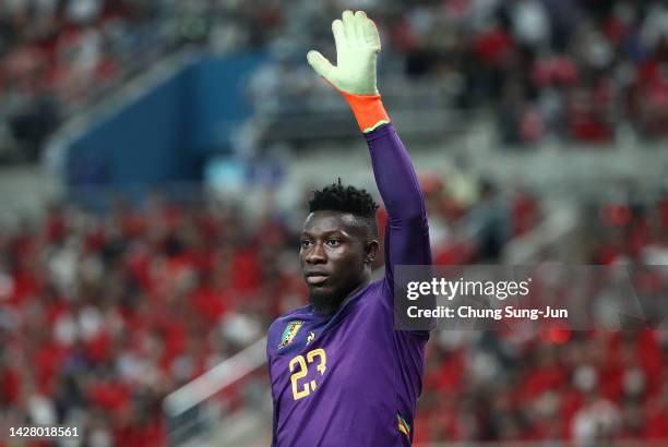 Onana Onana Andre of Cameroon in action during the South Korea v Cameroon - International friendly match at Seoul World Cup Stadium on September 27,...
