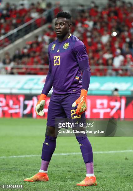 Onana Onana Andre of Cameroon in action during the South Korea v Cameroon - International friendly match at Seoul World Cup Stadium on September 27,...