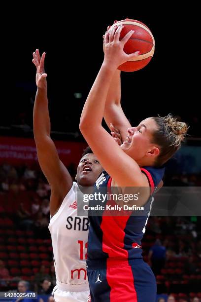 Alexia Chartereau of France takes a rebound during the 2022 FIBA Women's Basketball World Cup Group B match between Serbia and France at Sydney...