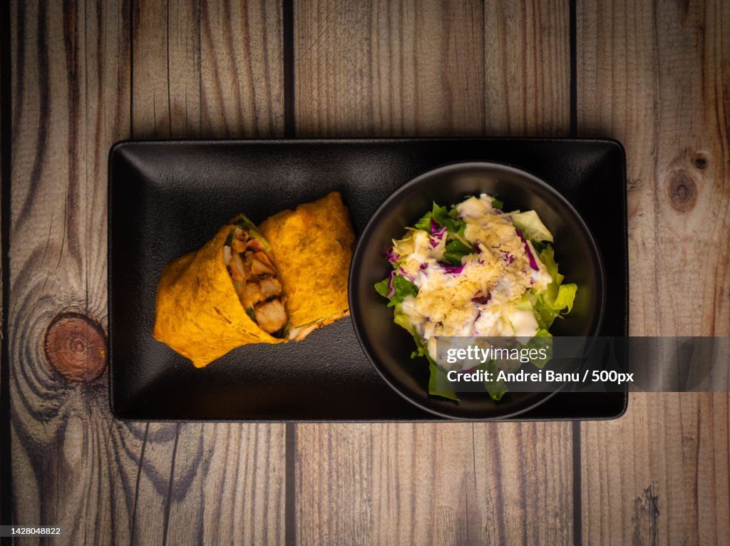 Directly above shot of food in bowl on table,Kuwait