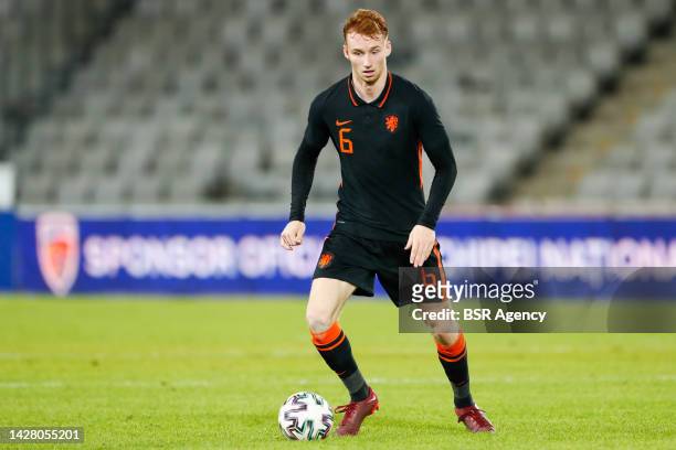 Sepp van den Berg of Netherlands U21 passes the ball during the International Friendly match between Romania U23 and Netherlands U23 at Cluj Arena on...