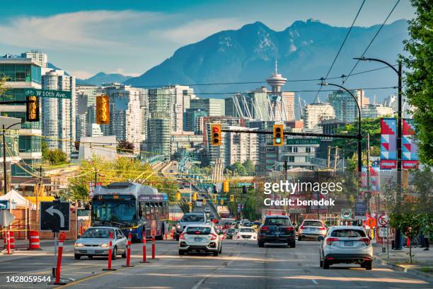 downtown vancouver bc canada street traffic - vancouver stock pictures, royalty-free photos & images