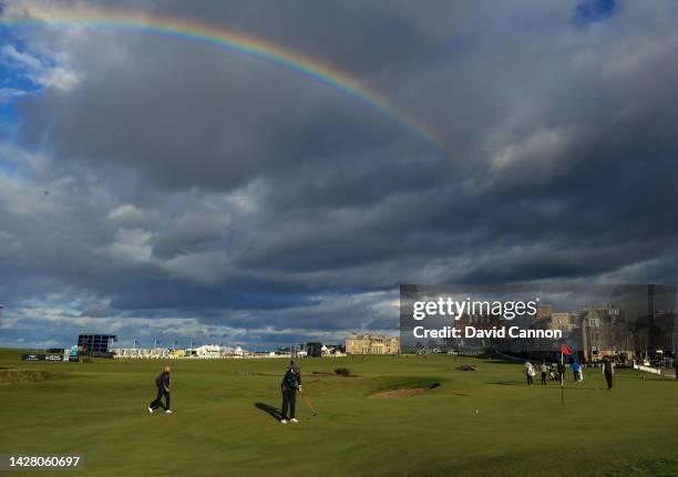 Nicholas Colsaerts of Belgium plays a shot on the 17th hole during his practice round prior to the Alfred Dunhill Links Championship on the Old...