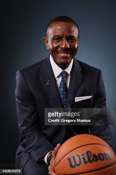 Head coach Dwane Casey of the Detroit Pistons poses for a portrait during Detroit Pistons Media Day at Little Caesars Arena on September 26, 2022 in...