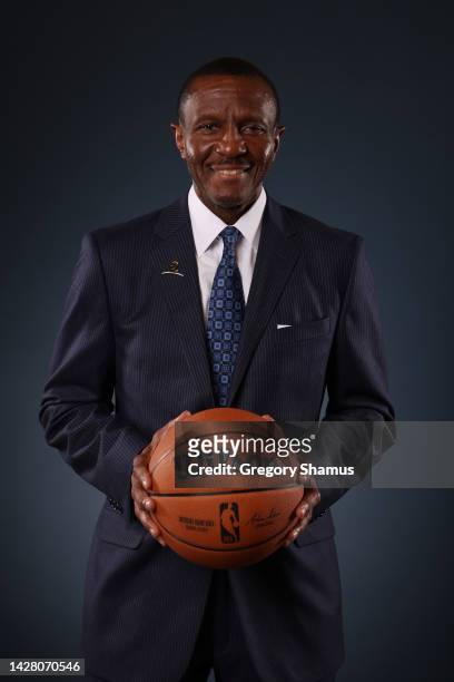 Head coach Dwane Casey of the Detroit Pistons poses for a portrait during Detroit Pistons Media Day at Little Caesars Arena on September 26, 2022 in...