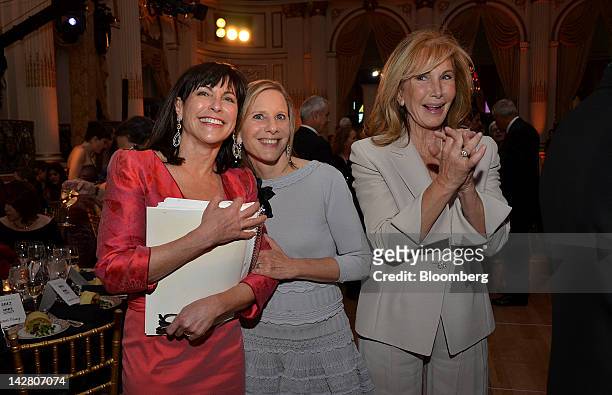 Judy Dimon, honorary chair, from left, Melanie Shorin, principal at the Narrative Trust and guest stand for a photograph at the Ballet Hispanico gala...