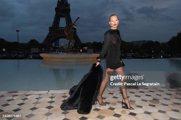Kate Moss attends the Saint Laurent Womenswear Spring/Summer 2023 show as part of Paris Fashion Week on September 27, 2022 in Paris, France.