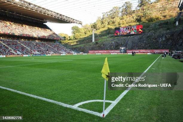 General view of the inside of the stadium prior to kick off of the UEFA Nations League League A Group 2 match between Portugal and Spain at Estadio...