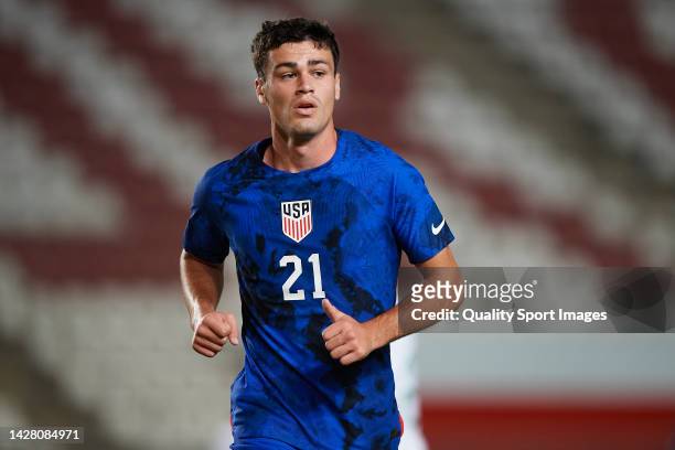 Giovanni Reyna of United States looks on during the international friendly match between Saudi Arabia and United States at Estadio Nueva Condomina on...