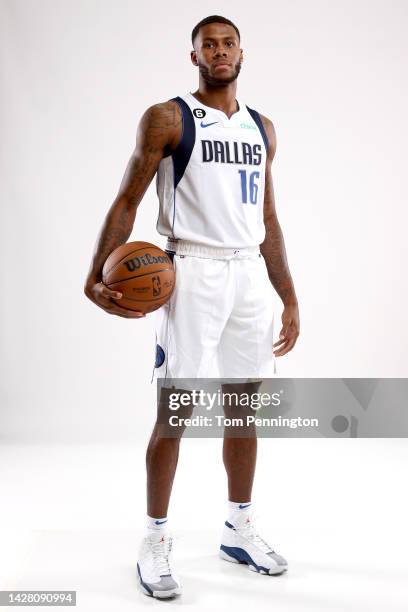 Stewart Jr. #16 of the Dallas Mavericks poses for a portrait during the Dallas Mavericks Media Day at American Airlines Center on September 26, 2022...