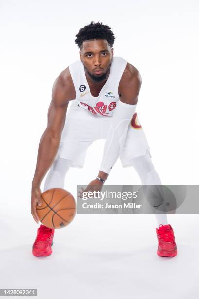 Donovan Mitchell of the Cleveland Cavaliers during the Cleveland Cavaliers Media Day at Rocket Mortgage Fieldhouse on September 26, 2022 in...