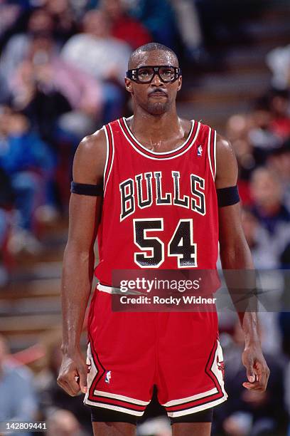 Horace Grant of the Chicago Bulls looks on against the Sacramento Kings during a game played on February 4 1988 at the Arco Arena in Sacramento,...