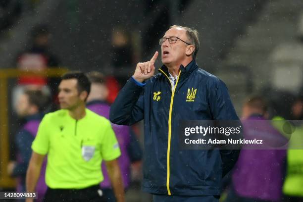 Oleksandr Petrakov, Head Coach of Ukraine reacts during the UEFA Nations League League B Group 1 match between Ukraine and Scotland at Stadion im...