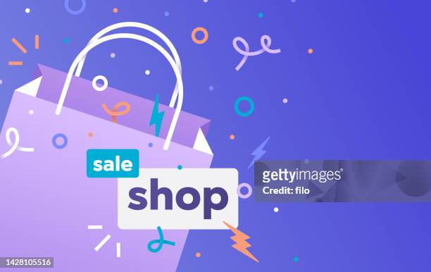 shopping bag sale celebration event hintergrund - buying stock-grafiken, -clipart, -cartoons und -symbole