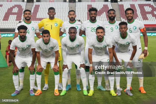 Saudi Arabia starting eleven during a game between Saudi Arabia and USMNT at Estadio Nueva Condomina on September 27, 2022 in Murcia, Spain.