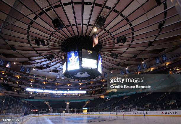 General view of the interior of the arena prior to the New York Rangers hosting the Ottawa Senators in Game One of the Eastern Conference...