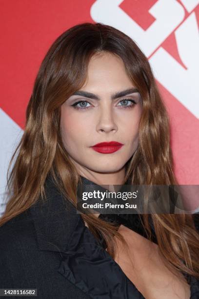 Cara Delevingne attends the "Cara Loves Karl Paris" party as part of Paris Fashion Week on September 27, 2022 in Paris, France.