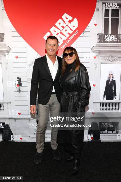 Pier Paolo Righi and Babeth Djian attend the "Cara Loves Karl Paris" party as part of Paris Fashion Week on September 27, 2022 in Paris, France.