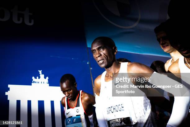 Eliud Kipchoge of Kenia at the start during the 2022 BMW Berlin-Marathon on September 25, 2022 in Berlin, Germany.