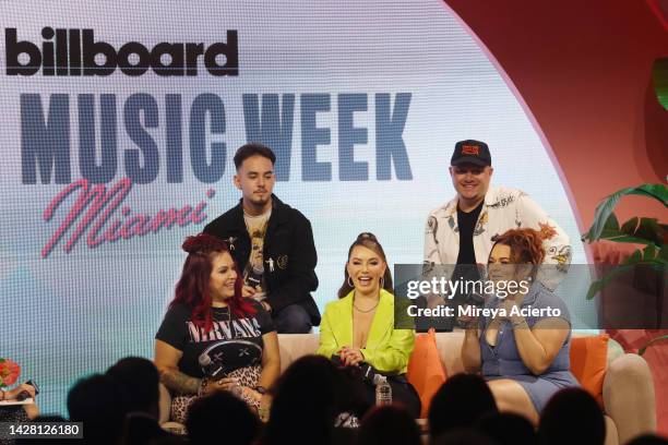 Artists Jacqie Rivera, Johnny Rivera, Chiquis Rivera, Mikey Rivera and Jenicka Rivera attend a panel discussion of "The Children of Jenni Rivera"...