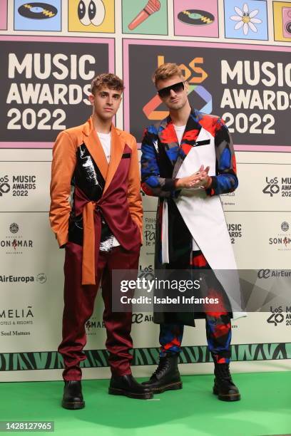 Adexe and Nau attend the 40 Principales Music Awards Nominees Gala Dinner on September 27, 2022 in Palma de Mallorca, Spain.