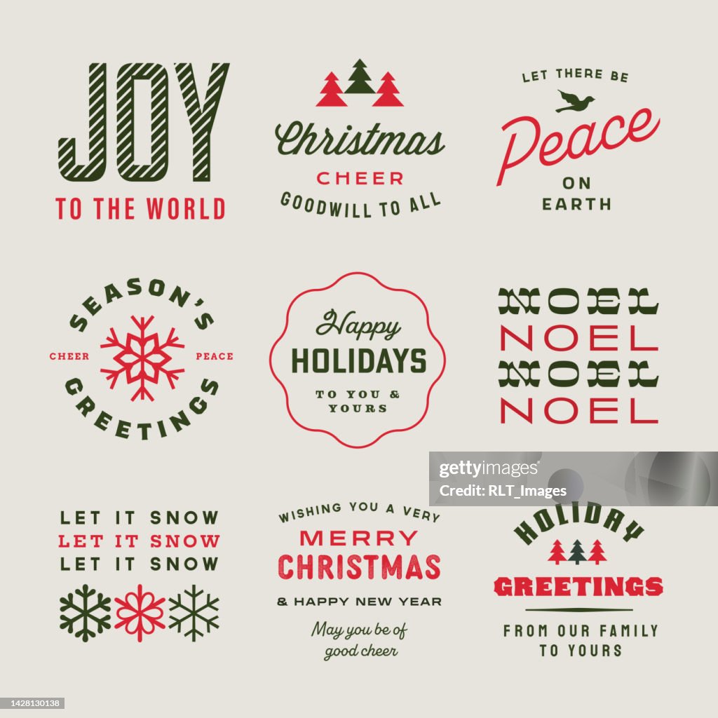 Nostalgic mid-century Christmas Holiday Badge Designs
