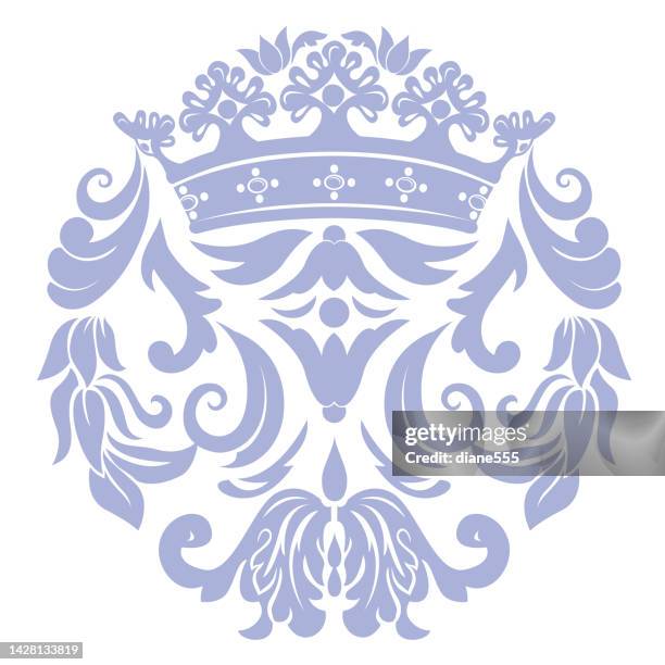 vintage crown ornament auf transparentem hintergrund - monogramm stock-grafiken, -clipart, -cartoons und -symbole