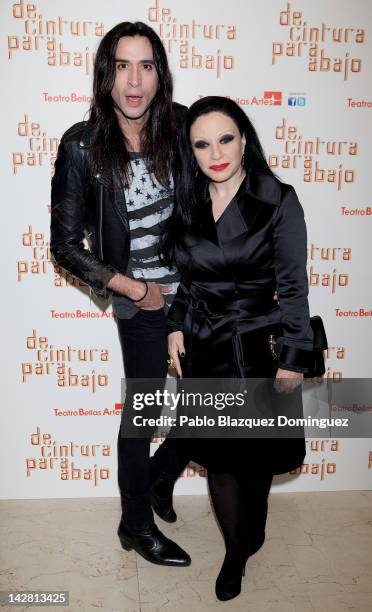 Mario Vaquerizo and Alaska attend "De Cintura Para Abajo" photocall at Circulo de Bellas Artes Theatre on April 12, 2012 in Madrid, Spain.