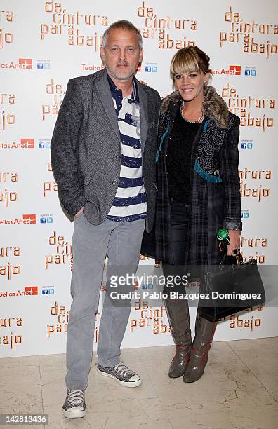 Jordi Rebellon and Barbara Munoz attend "De Cintura Para Abajo" photocall at Circulo de Bellas Artes Theatre on April 12, 2012 in Madrid, Spain.