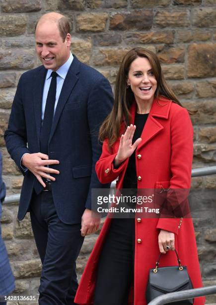 Prince William, Prince of Wales and Catherine, Princess of Wales leave St Thomas Church, which has been has been redeveloped to provide support to...