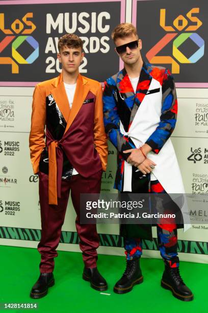 Adexe and Nau attends the 40 Principales Music Awards Nominees Gala Dinner at Son Amar on September 27, 2022 in Palma de Mallorca, Spain.