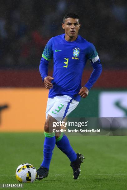 Thiago Silva of Brazil during an International Friendly between Brazil and Tunisia at Parc des Princes on September 27, 2022 in Paris, France.