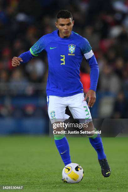 Thiago Silva of Brazil during an International Friendly between Brazil and Tunisia at Parc des Princes on September 27, 2022 in Paris, France.