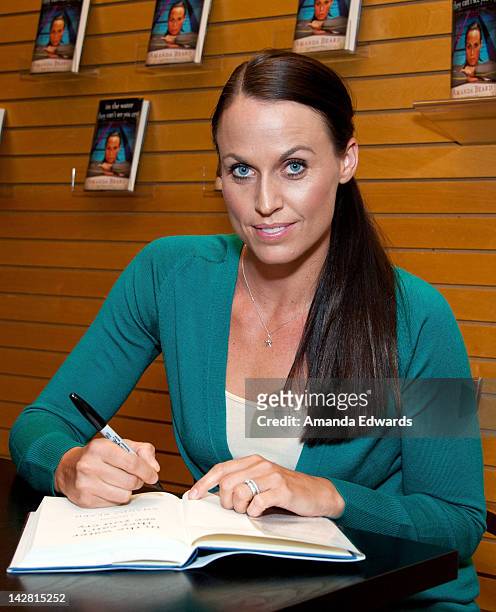 Olympic swimmer Amanda Beard signs copies of her new book "In The Water, They Can't See You Cry" at Barnes & Noble 3rd Street Promenade on April 12,...