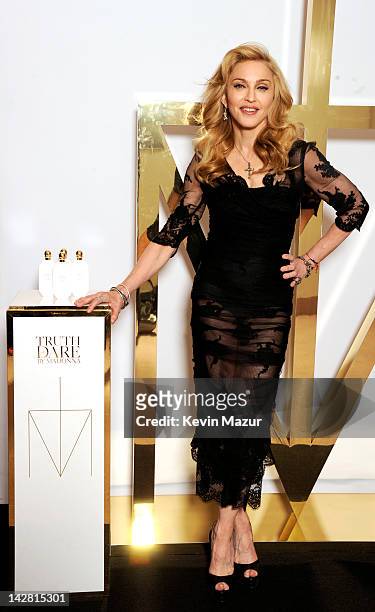 Madonna launches her first signature fragrance, Truth Or Dare By Madonna at Macy's Herald Square on April 12, 2012 in New York City.