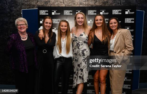 Newcastle United Women's Team Seen L-R Head of Women's football Sue Cummings, Rachel Laws, Anna Soulsby, Head Coach Becky Langley, Amy Hargreave and...