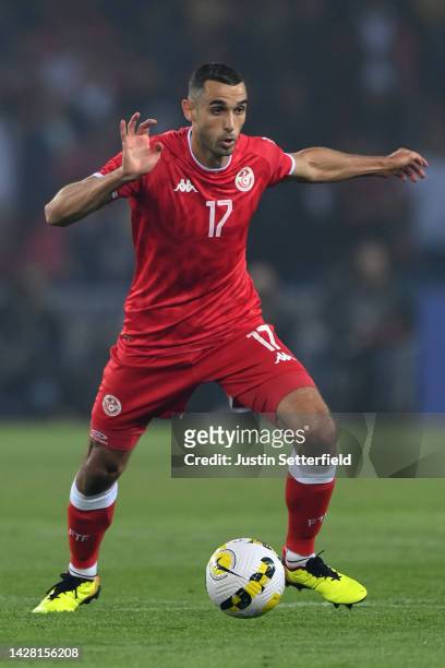 Ellyes Skhiri of Tunisia during an International Friendly between Brazil and Tunisia at Parc des Princes on September 27, 2022 in Paris, France.