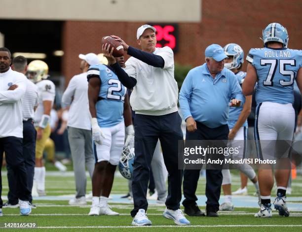 Assistant coach John Lilly of the University North Carolina before a game between Notre Dame and North Carolina at Kenan Memorial Stadium on...