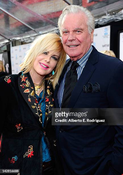 Actors Katie Wagner and Robert Wagner arrive at the TCM Classic Film Festival opening night premiere of the 40th anniversary restoration of "Cabaret"...