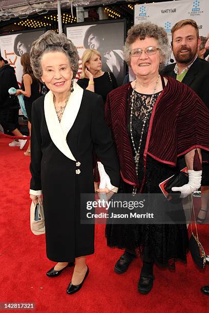 Actress Baby Peggy Montgomery and guest arrive at the 2012 TCM Classic Film Festival Opening Night Gala held at Grauman's Chinese Theatre on April...