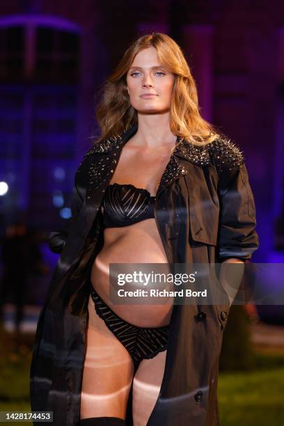 Constance Jablonski walks the runway during the Etam Womenswear Spring/Summer 2023 show at National Archives Museum as part of Paris Fashion Week on...