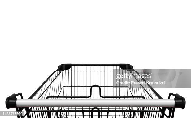 shopping cart isolated on white.  clipping path - caddie photos et images de collection