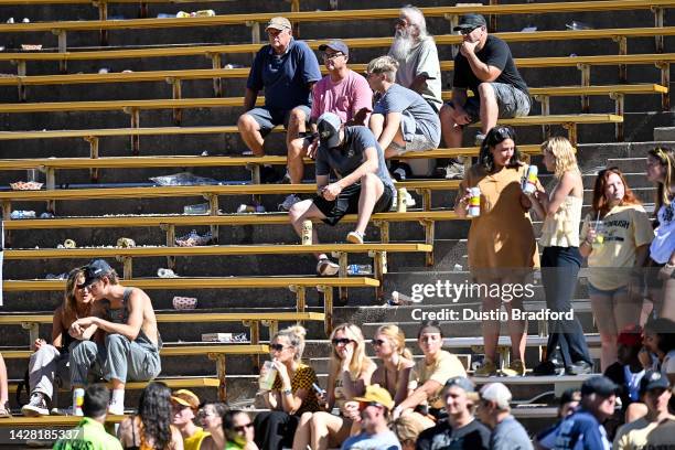 Small number of fans sit in a mostly-empty section of the student section in a general view in the third quarter of a game between the Colorado...