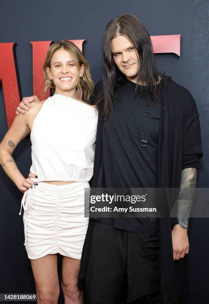 Sosie Bacon and Travis Bacon attend the Los Angeles screening of Paramount's "Smile" at Aero Theatre on September 27, 2022 in Santa Monica,...