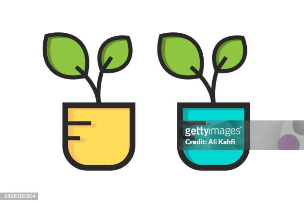 plant in pot icon - pot plant stock illustrations