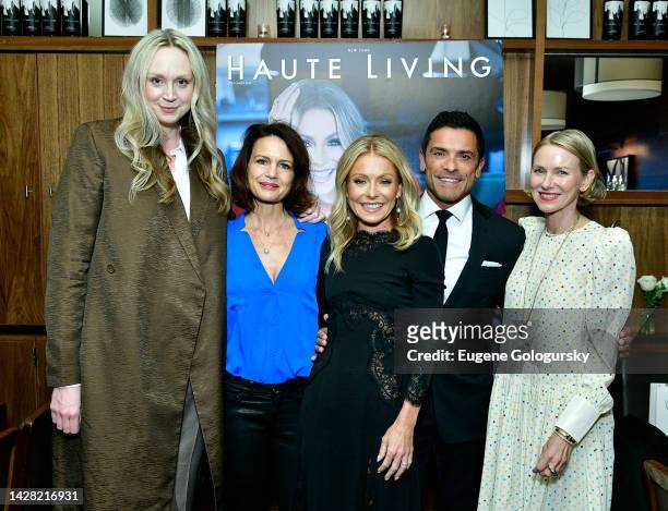 Gwendoline Christie, Carla Gugino, Kelly Ripa, Mark Consuelos, and Naomi Watts attend the Haute Living Celebrates Kelly Ripa And The Release Of "Live...