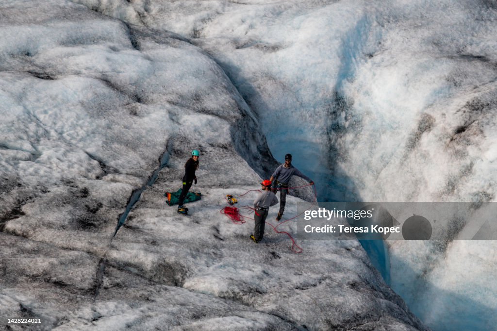 Crevasse Fall Aerial Photo Of Crevasse Climbers On Knik Glacier Near Palmer Alaska ...
