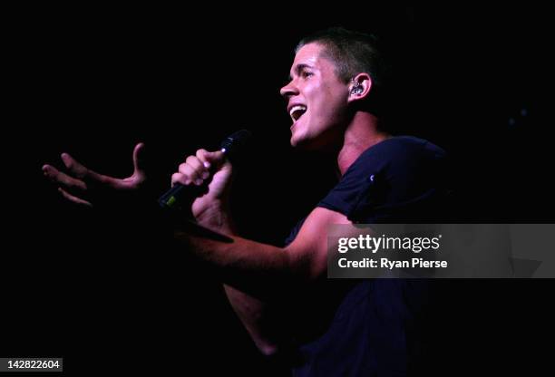 Johnny Ruffo performs live on stage as a support act to One Direction during the matinee show at Hordern Pavilion on April 13, 2012 in Sydney,...